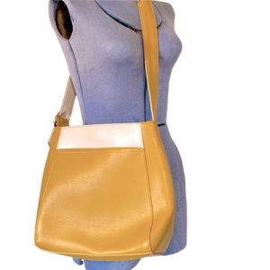 Mustard yellow goldenrod & cream vegan  shoulder bag cross body oversized purse